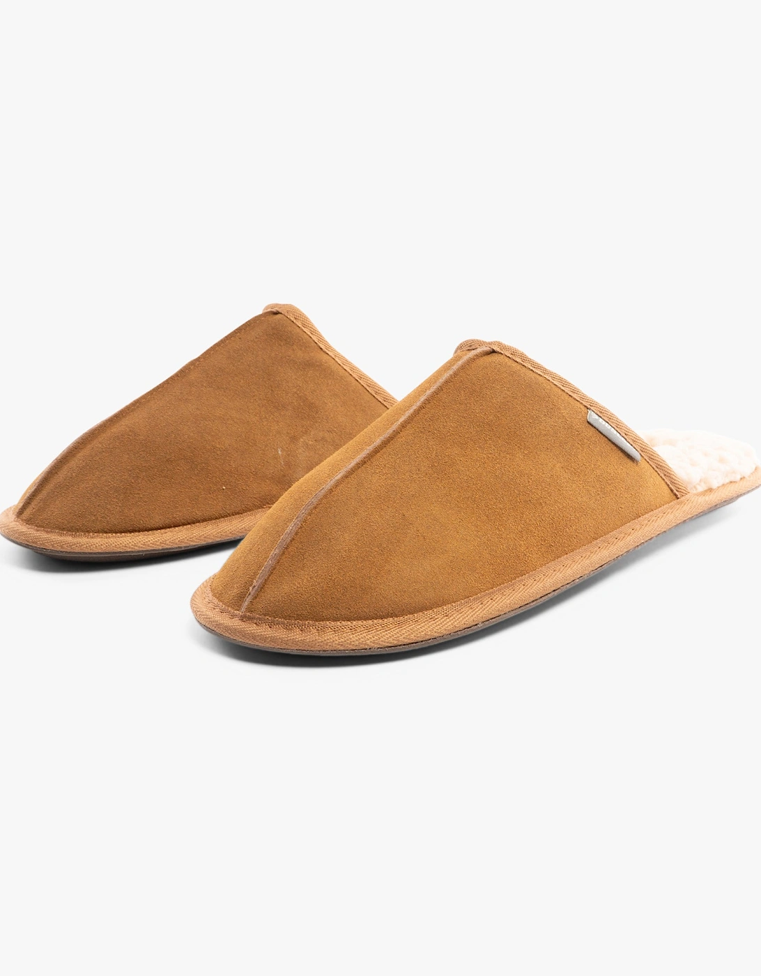 TAYLOR Mens Suede Mule Slippers Cognac