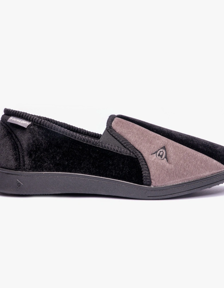 WINSTON Mens Full Slippers Black/Grey