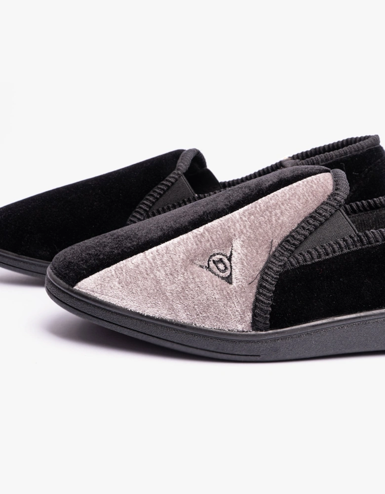 WINSTON Mens Full Slippers Black/Grey