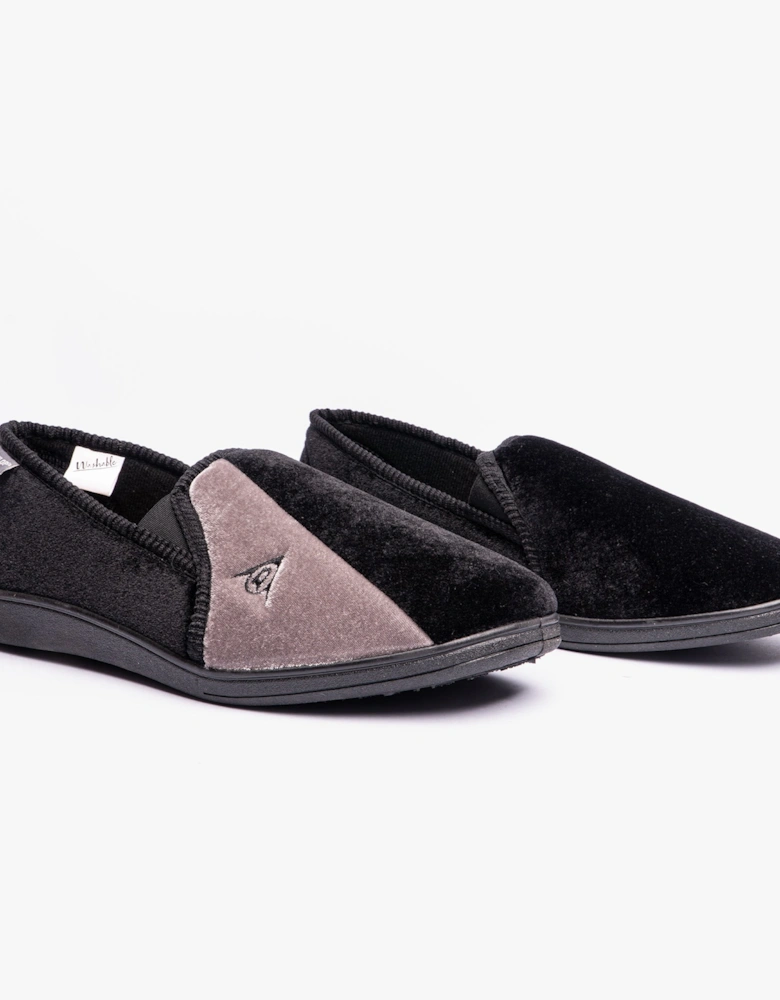 WINSTON Mens Full Slippers Black/Grey