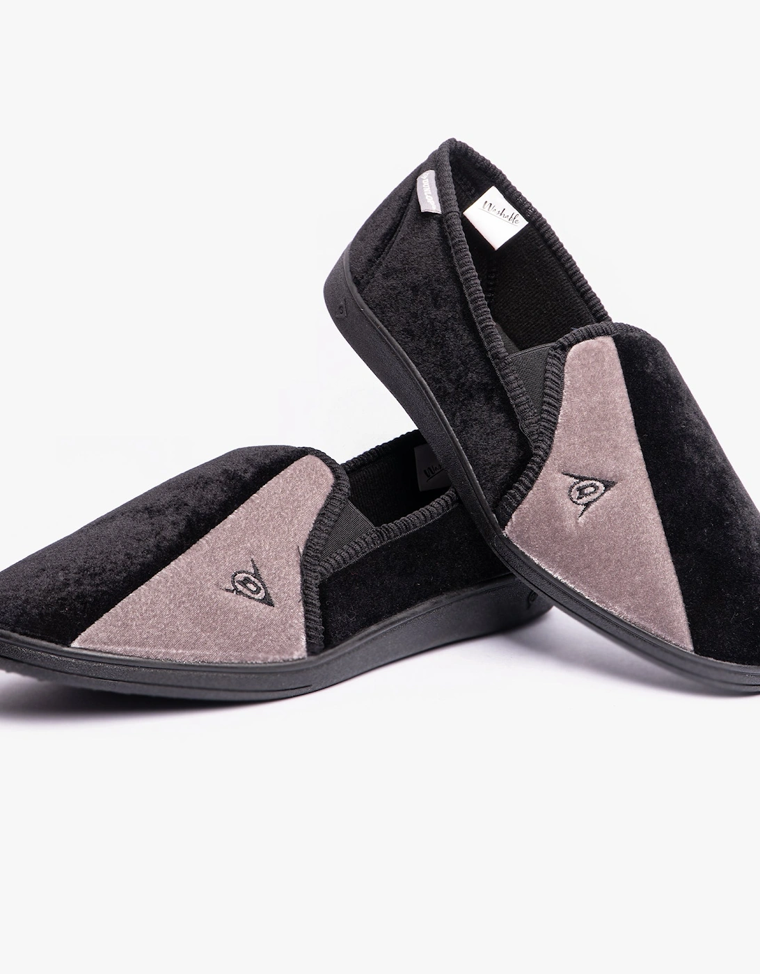 WINSTON Mens Full Slippers Black/Grey