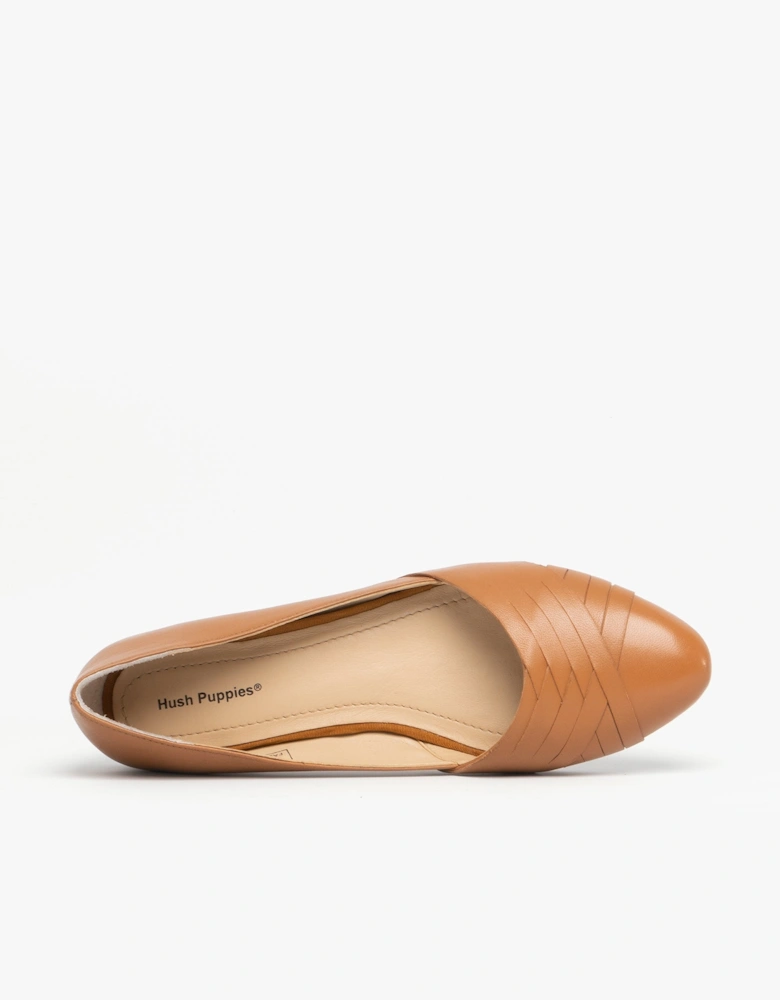 MARLEY Womens Leather Ballerina Shoes Tan