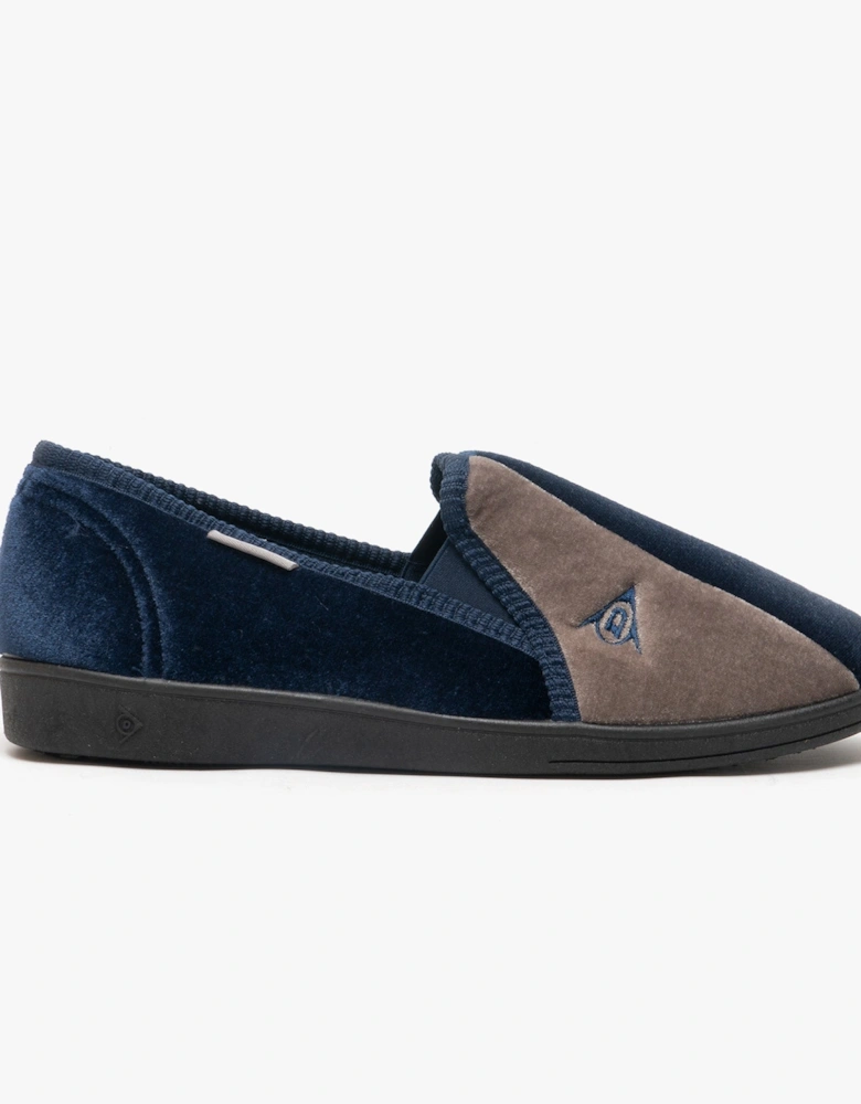 WINSTON Mens Full Slippers Navy/Grey