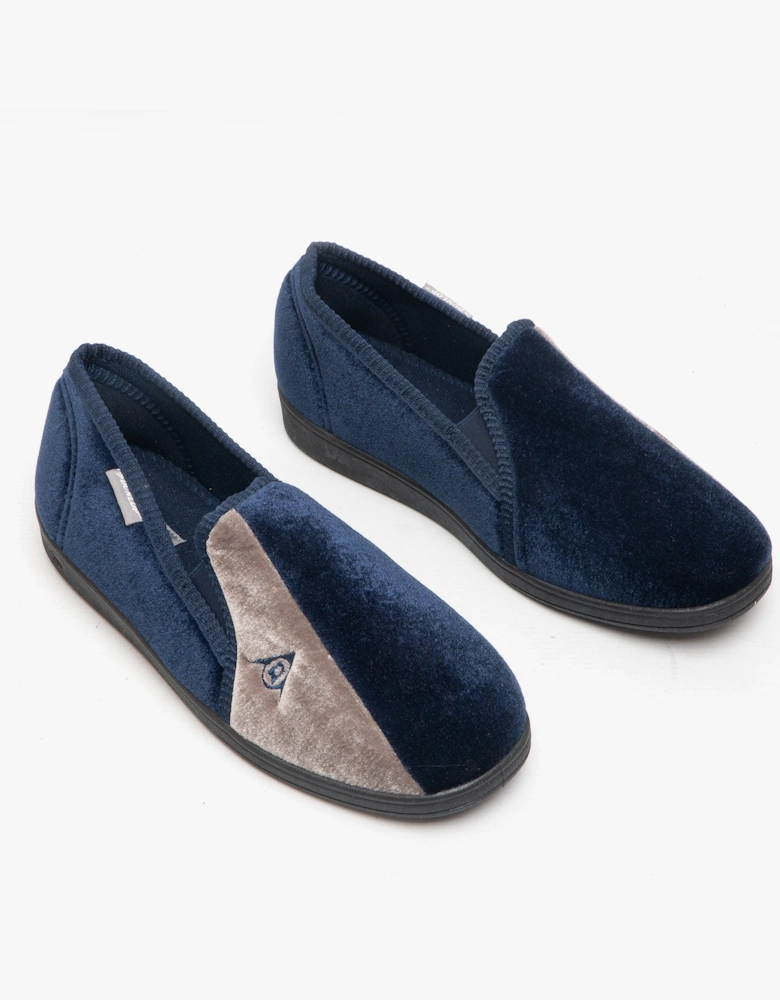 WINSTON Mens Full Slippers Navy/Grey