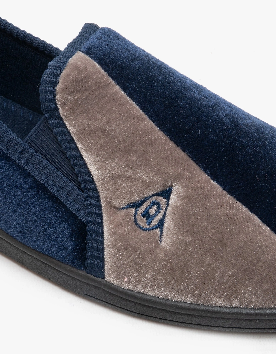 WINSTON Mens Full Slippers Navy/Grey