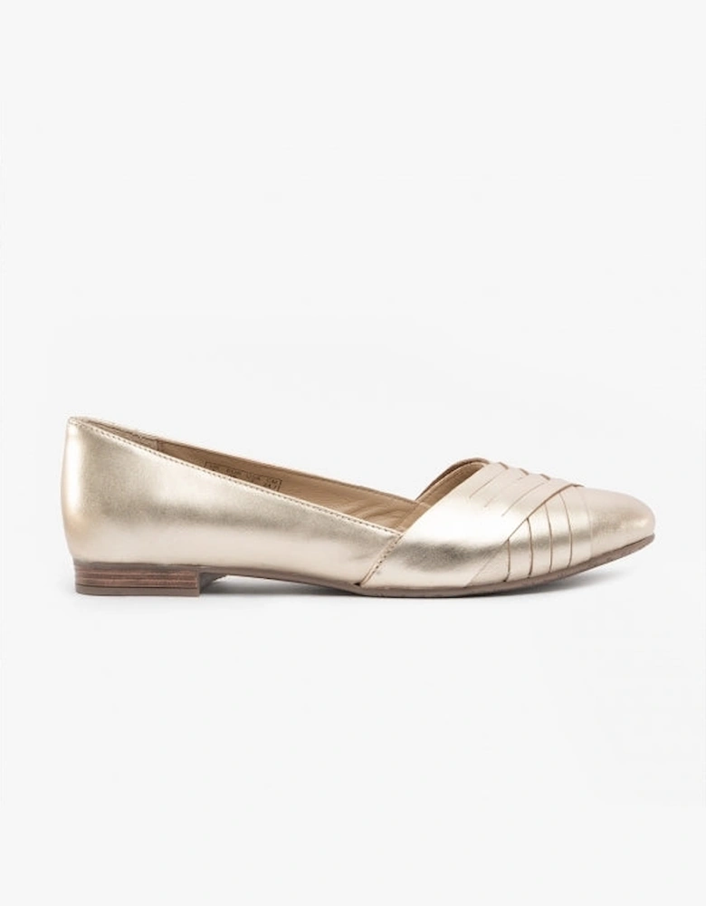 MARLEY Womens Leather Ballerina Shoes Gold