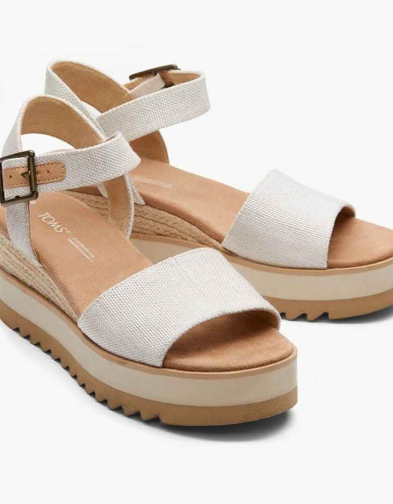 DIANA Womens Canvas Wedge Sandals Natural