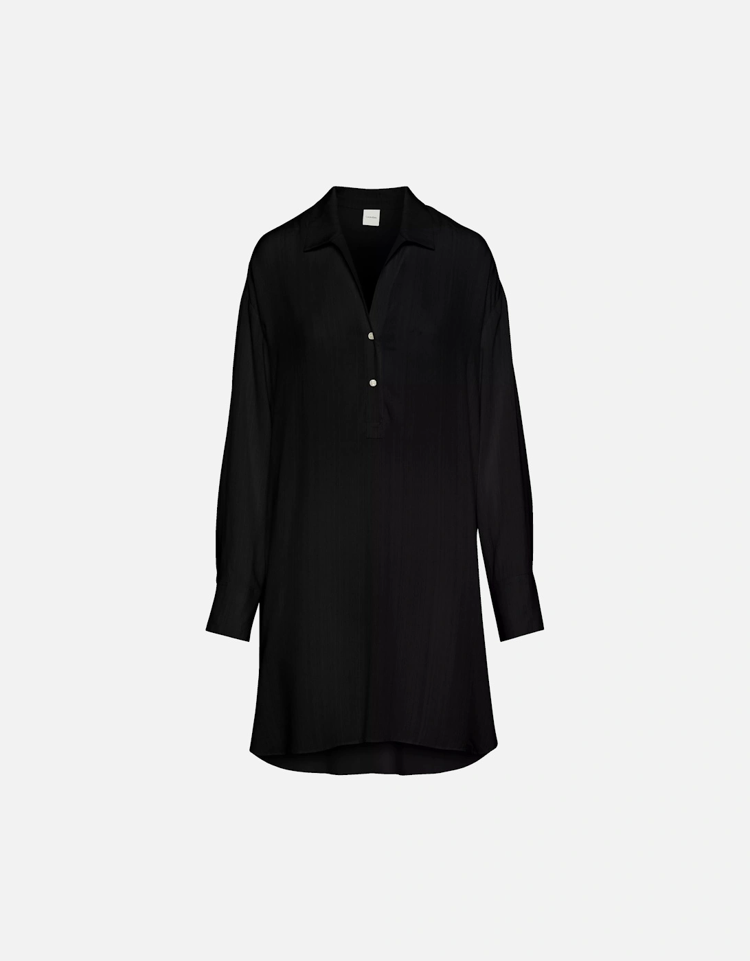 WOVEN VISCOSE Womens Nightshirt Black, 5 of 4