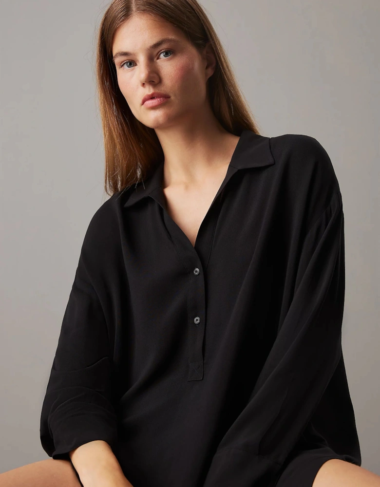 WOVEN VISCOSE Womens Nightshirt Black