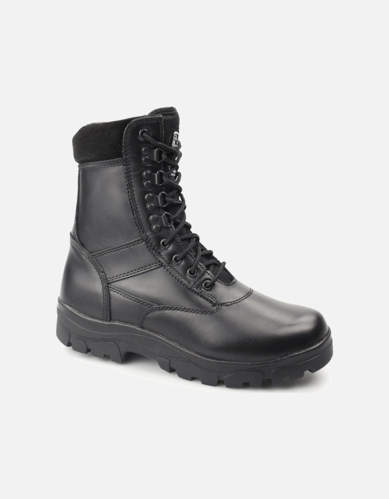 TOP GUN Unisex Leather Work Boots Black