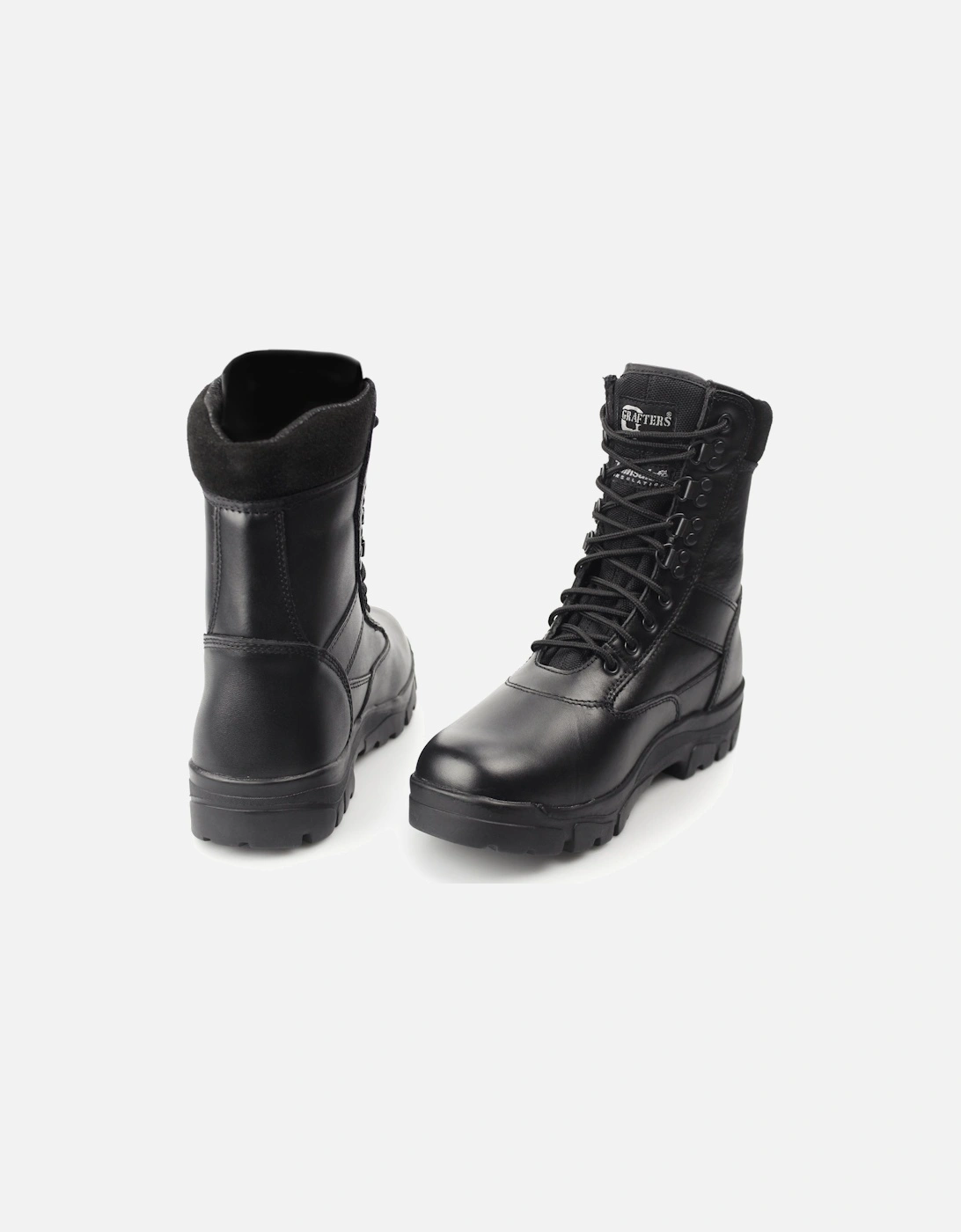 TOP GUN Unisex Leather Work Boots Black