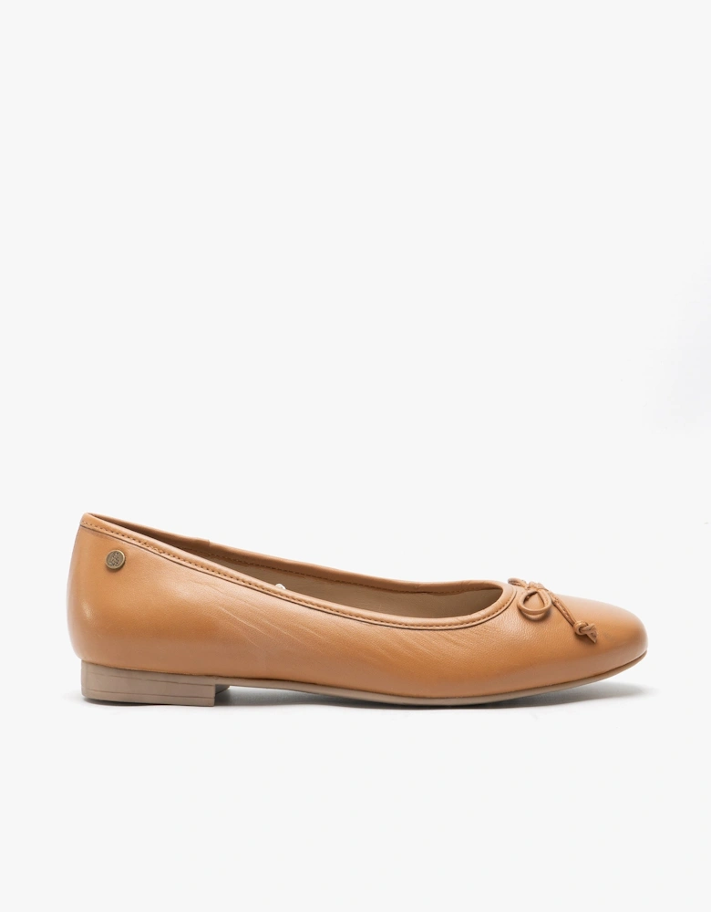 NAOMI Womens Leather Ballerina Pumps Tan