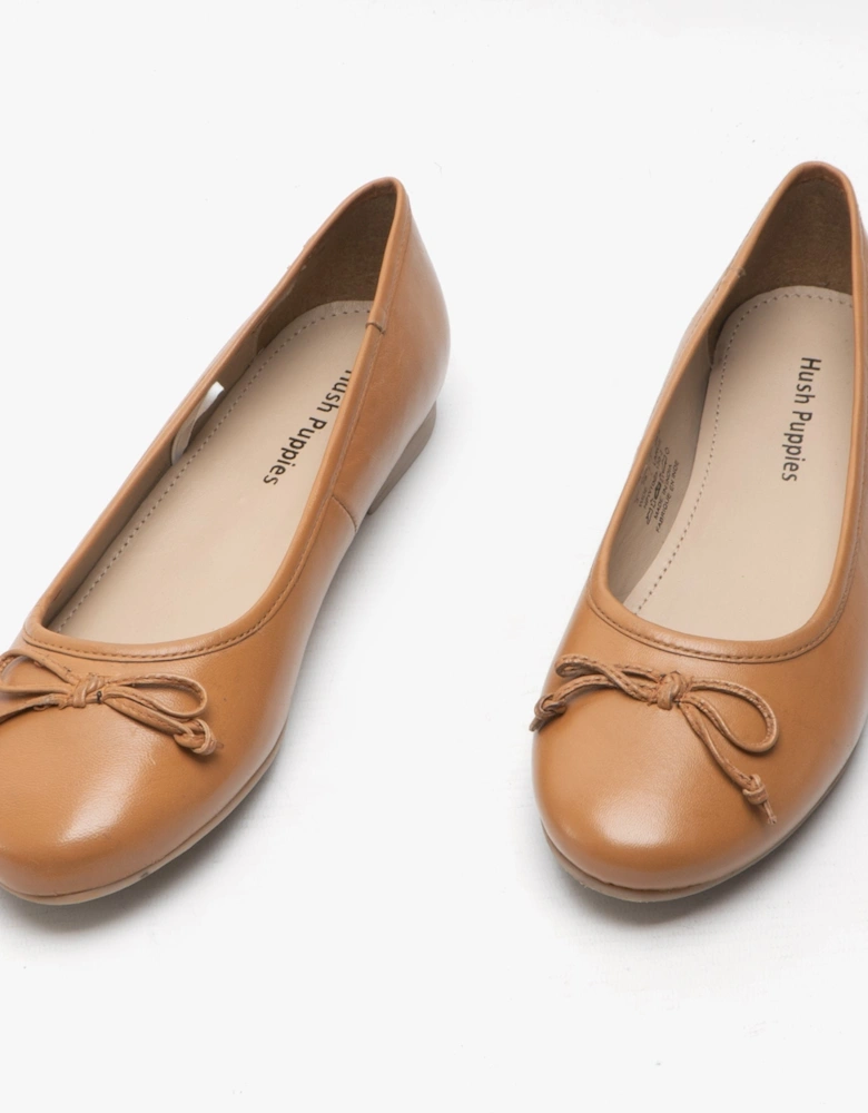 NAOMI Womens Leather Ballerina Pumps Tan