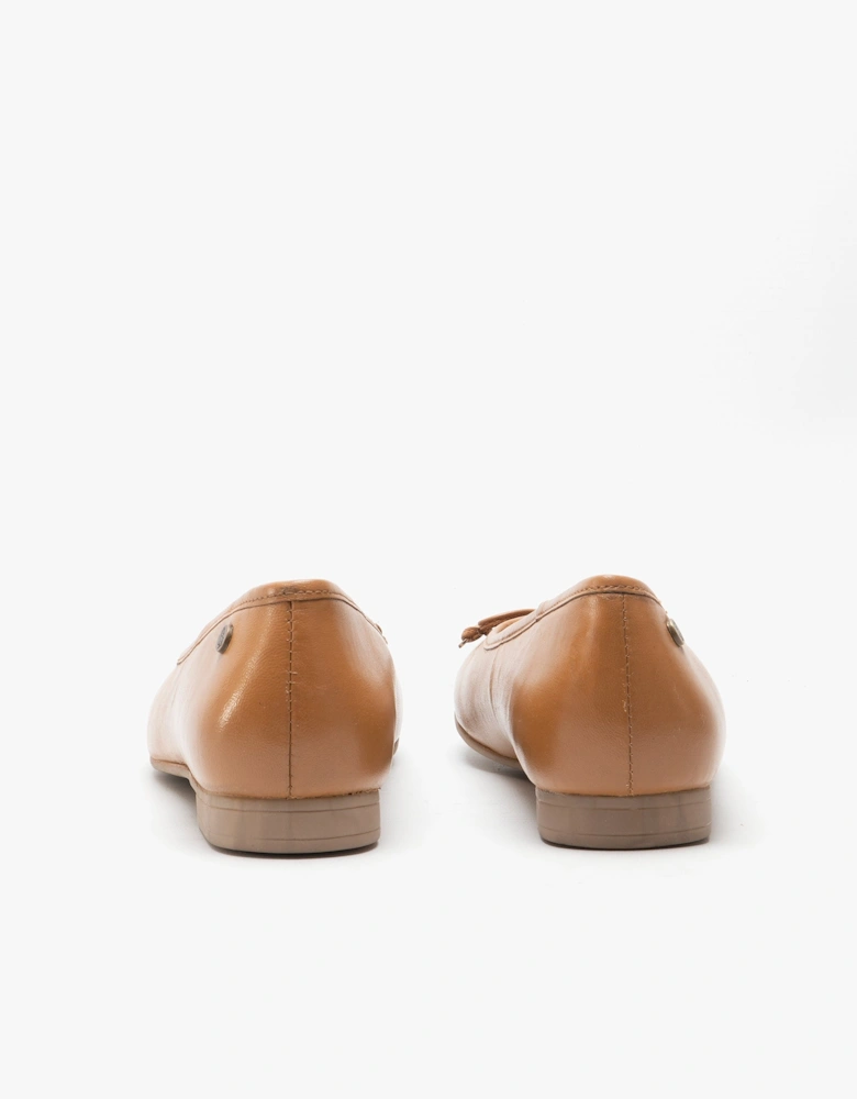 NAOMI Womens Leather Ballerina Pumps Tan