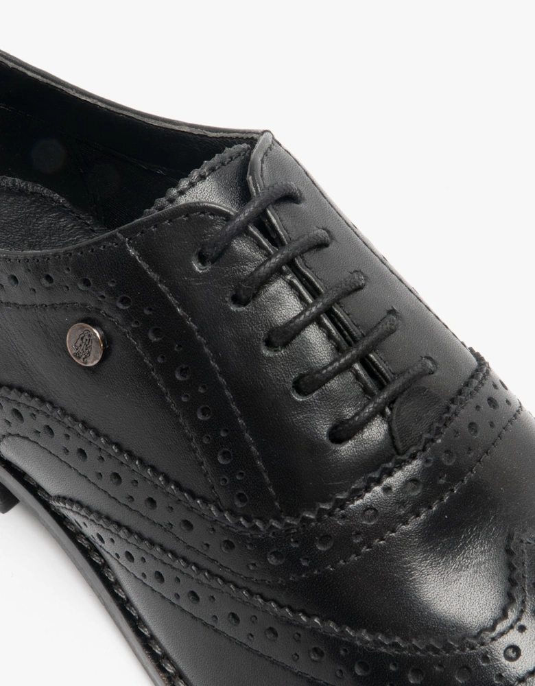 NATALIE Womens Leather Brogue Shoes Black