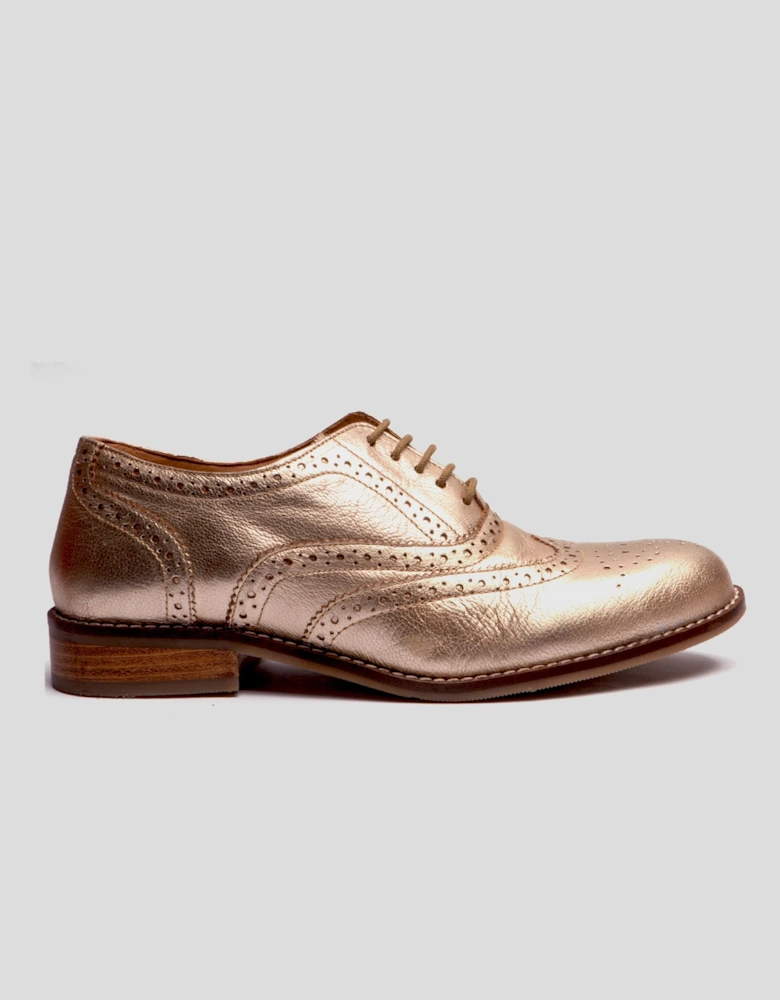 NATALIE Womens Leather Brogue Shoes Gold