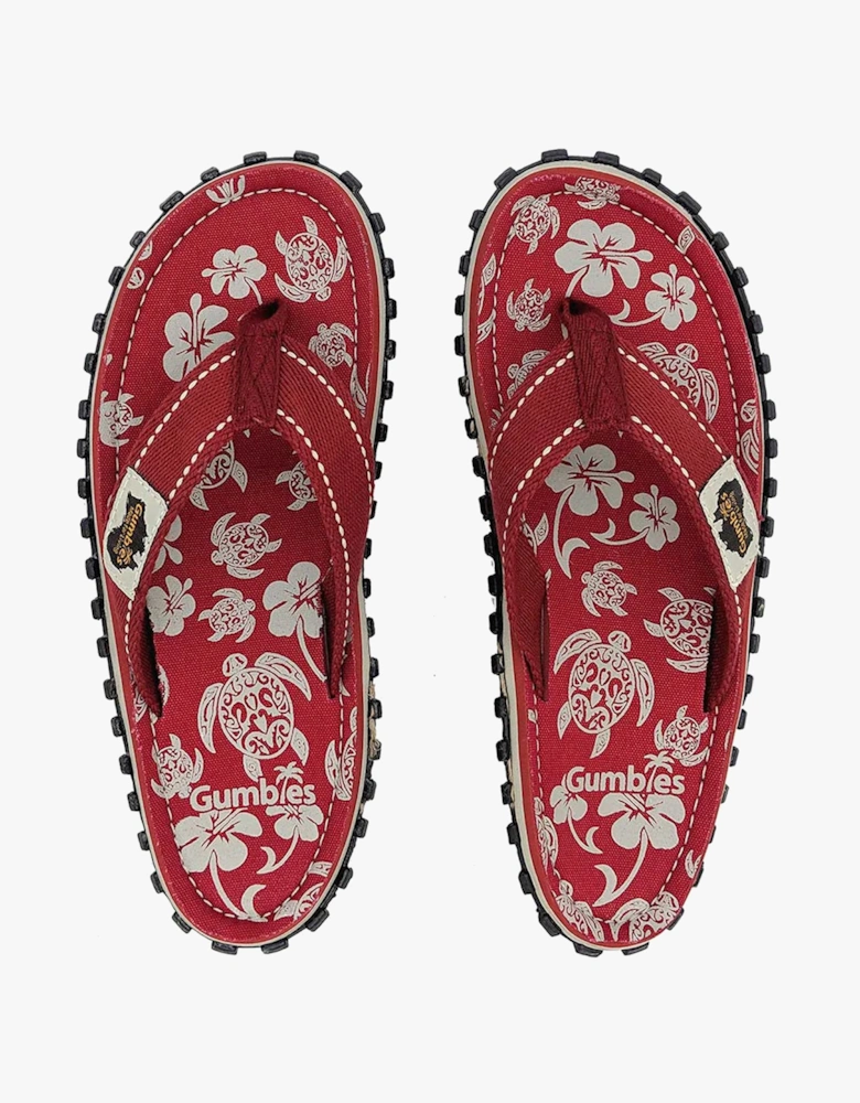 ISLANDER Unisex Cotton Flip Flops Pacific Red