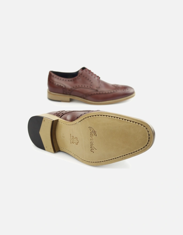 SEVILLE Mens Leather Derby Brogues Bordo