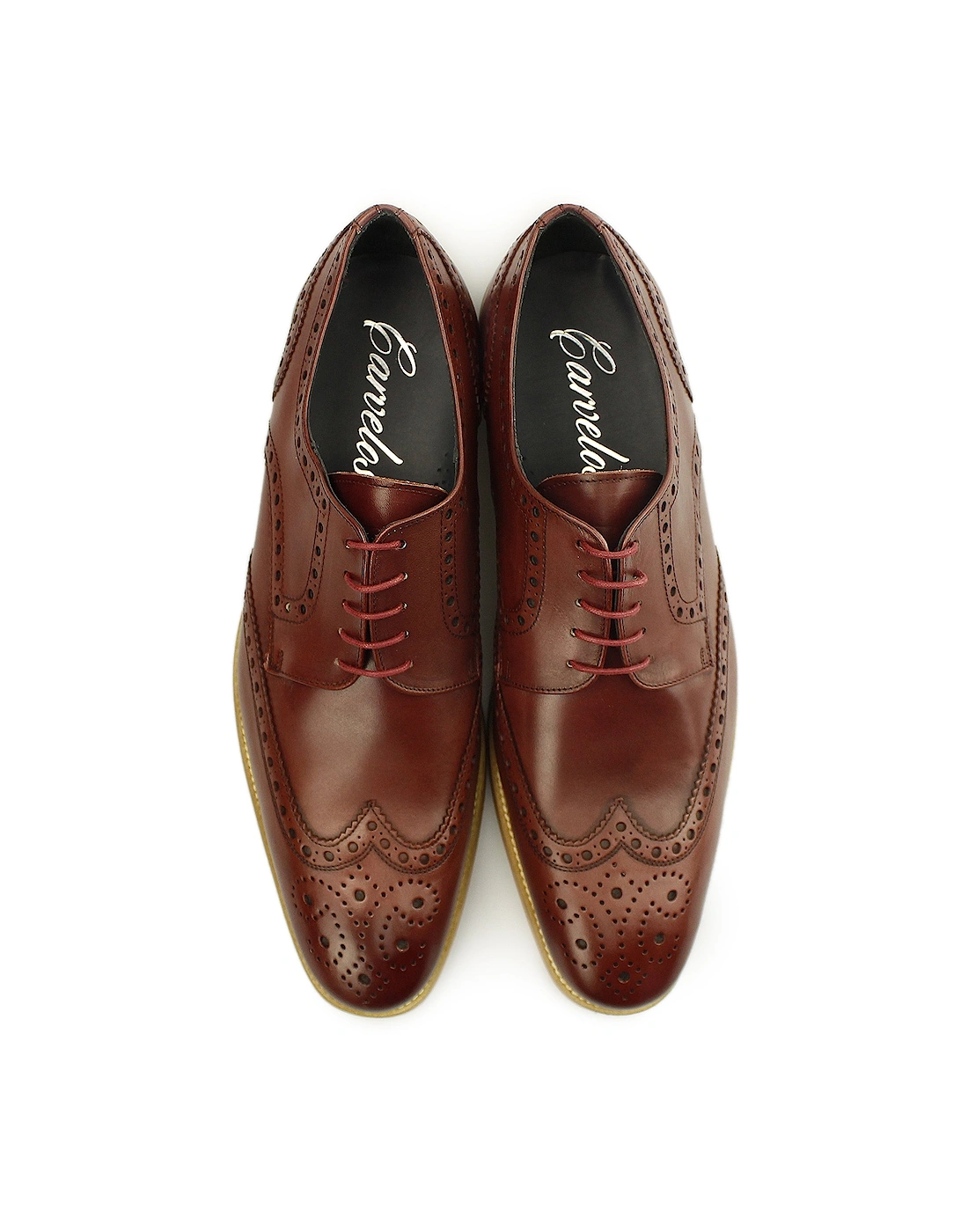 SEVILLE Mens Leather Derby Brogues Bordo