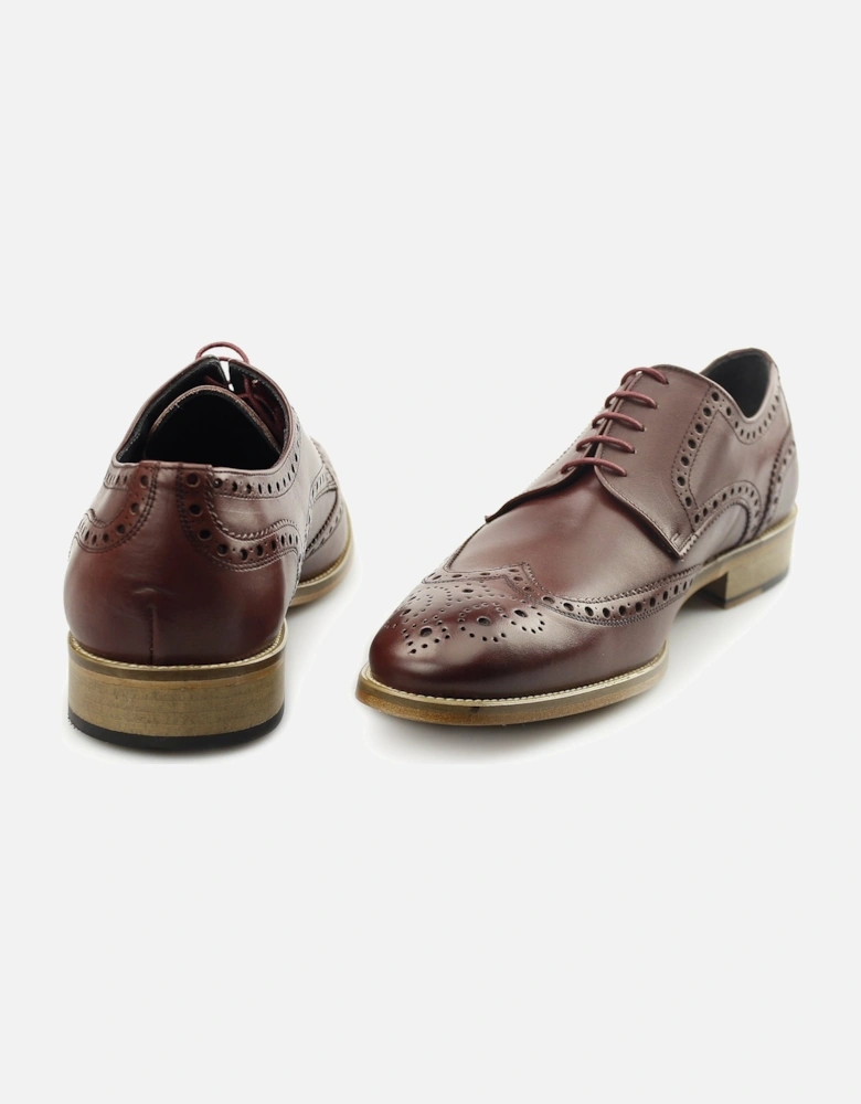 SEVILLE Mens Leather Derby Brogues Bordo