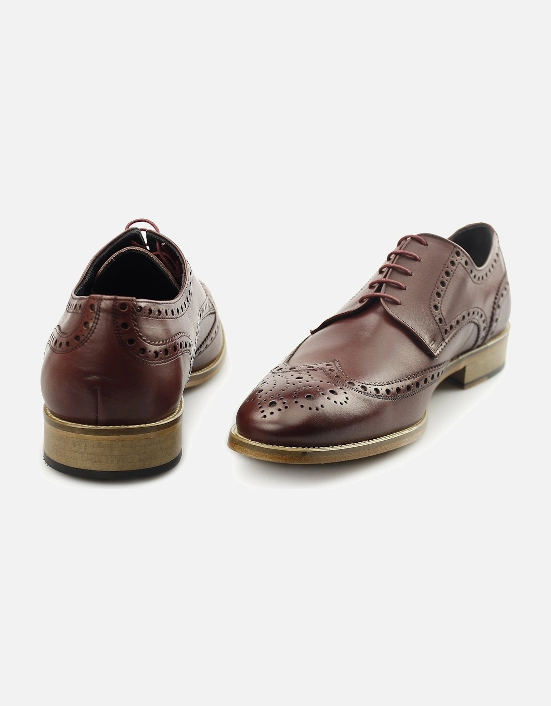 SEVILLE Mens Leather Derby Brogues Bordo