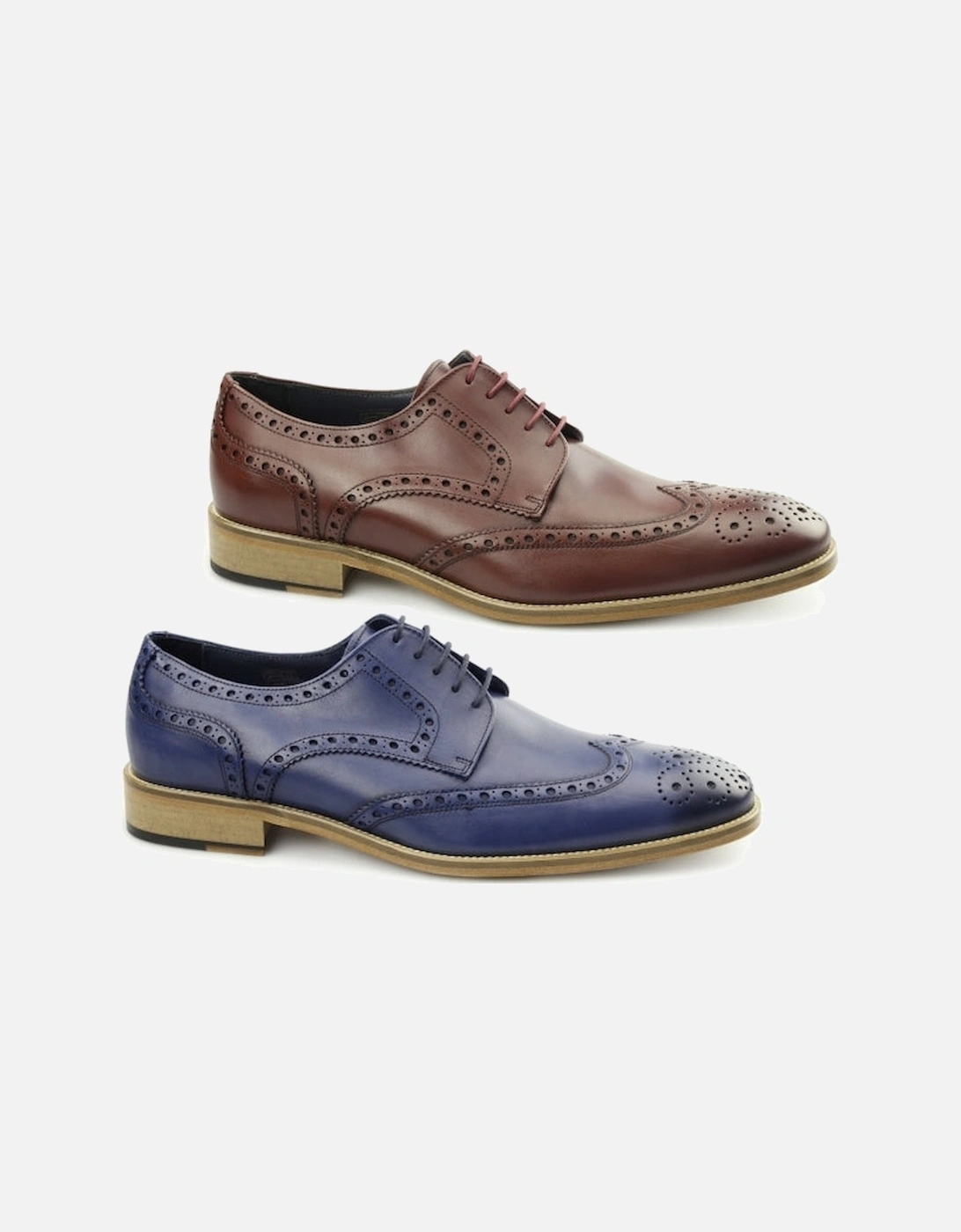 SEVILLE Mens Leather Derby Brogues Bordo