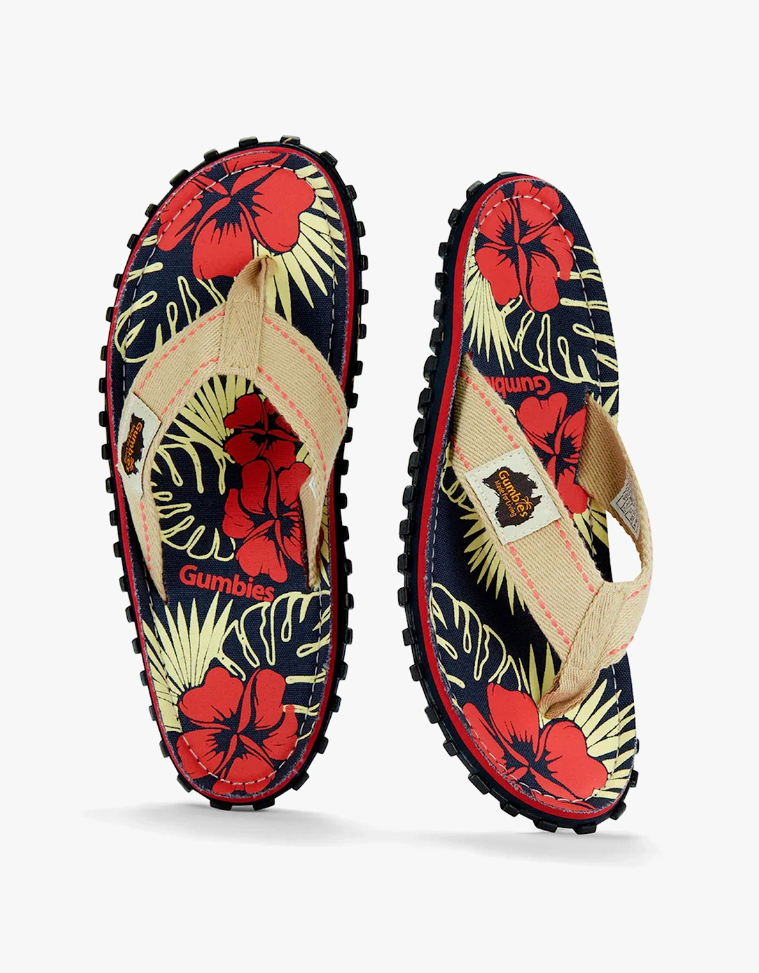 ISLANDER Unisex Recycled Flip-Flops Denim Hibiscus