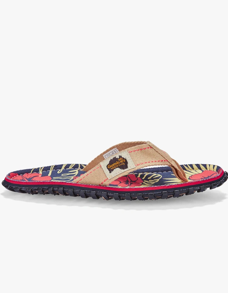 ISLANDER Unisex Recycled Flip-Flops Denim Hibiscus