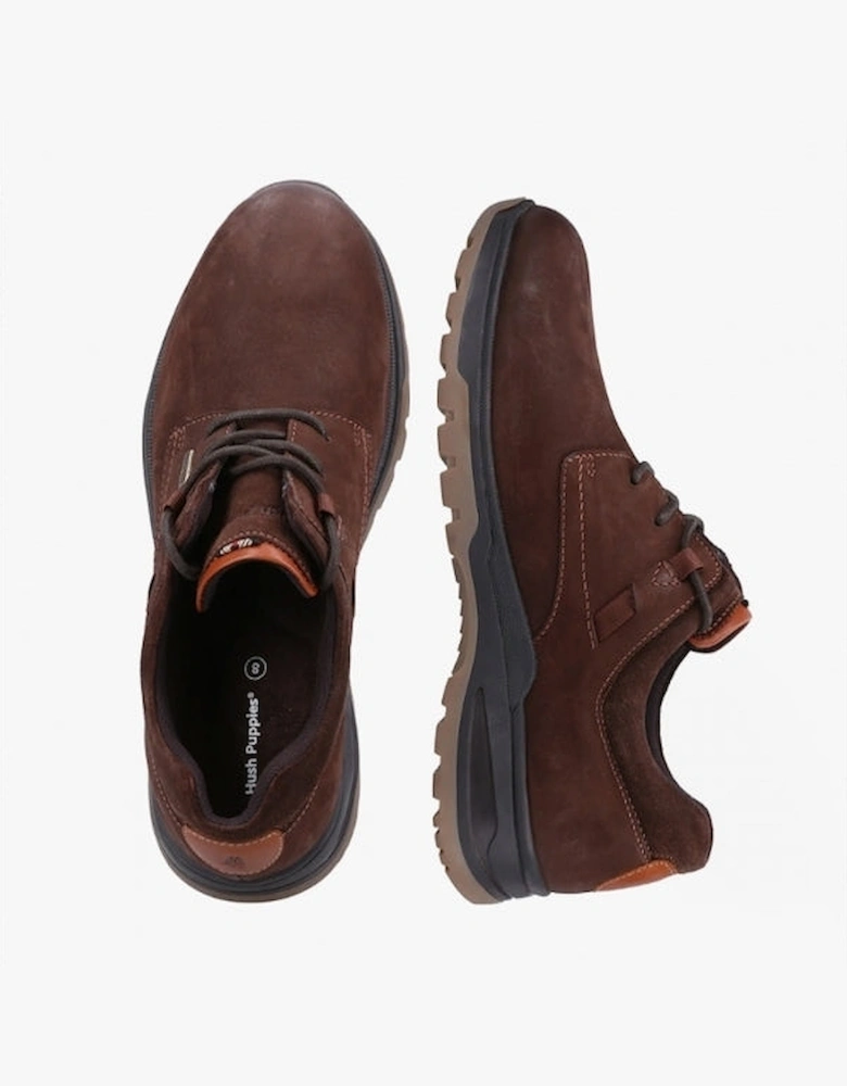 PELE Mens Leather Shoes Brown Nubuck