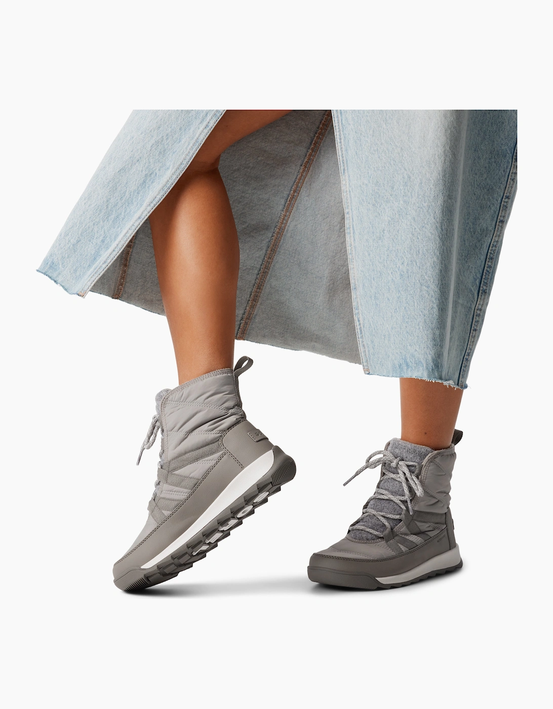 Women's Sorel WHITNEY II PLUS LACE Womens Winter Boots Grey - Size: 5