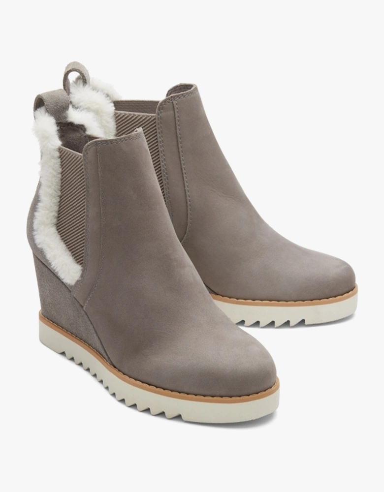 MADDIE Womens Slip-On Wedge Boots Grey