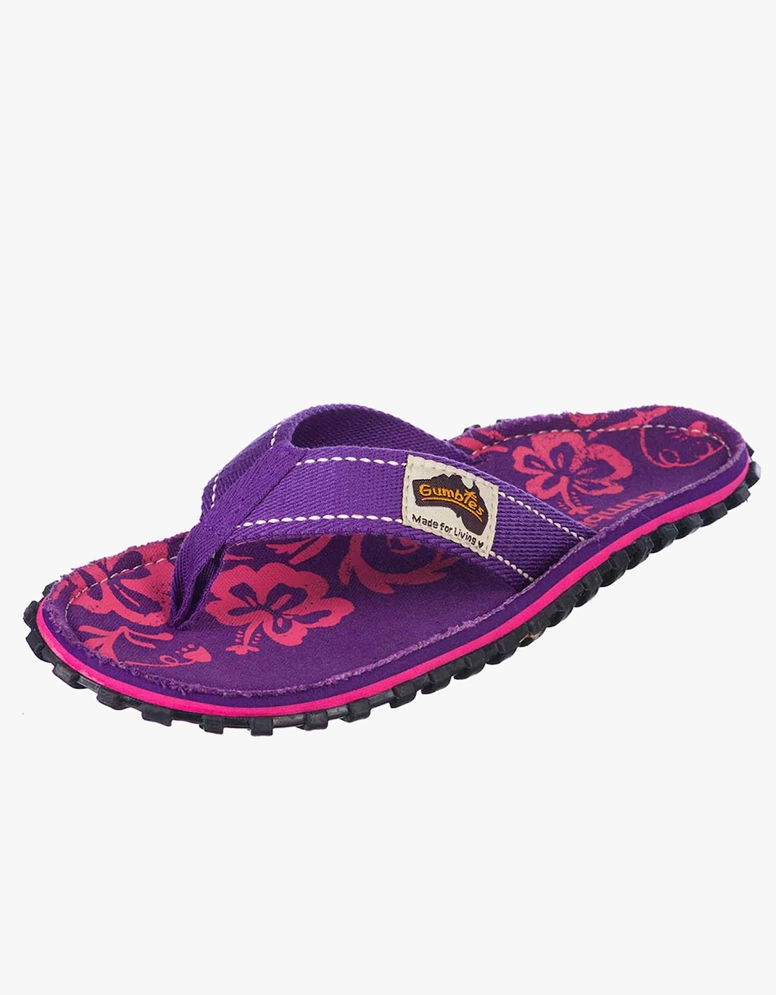 ISLANDER Womens Canvas Flip Flops Purple Hibiscus