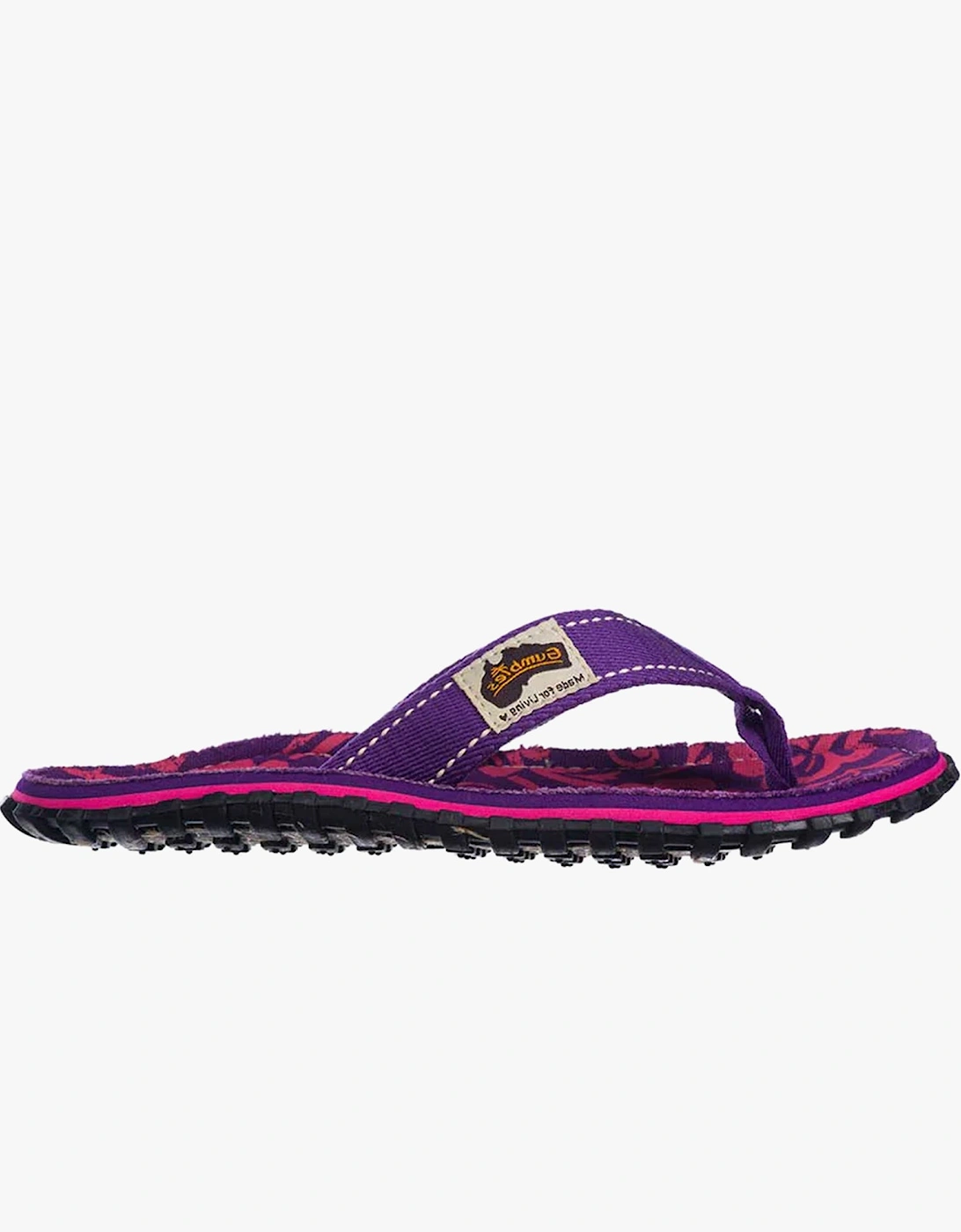 ISLANDER Womens Canvas Flip Flops Purple Hibiscus