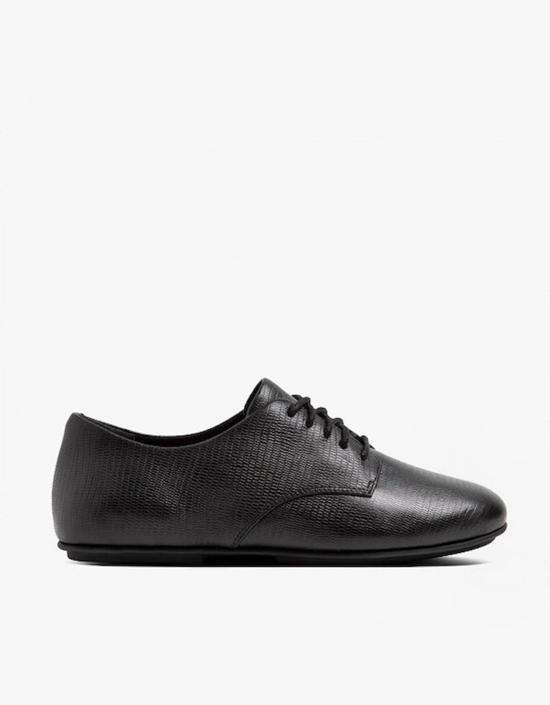 ADEOLA LIZARD Womens Leather Derby Shoes All Black