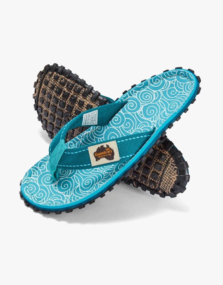 ISLANDER Womens Recycled Flip-Flops Turquoise Swirls