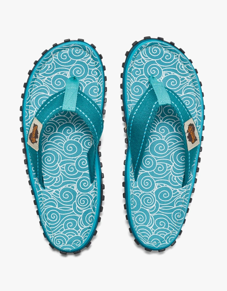 ISLANDER Womens Recycled Flip-Flops Turquoise Swirls