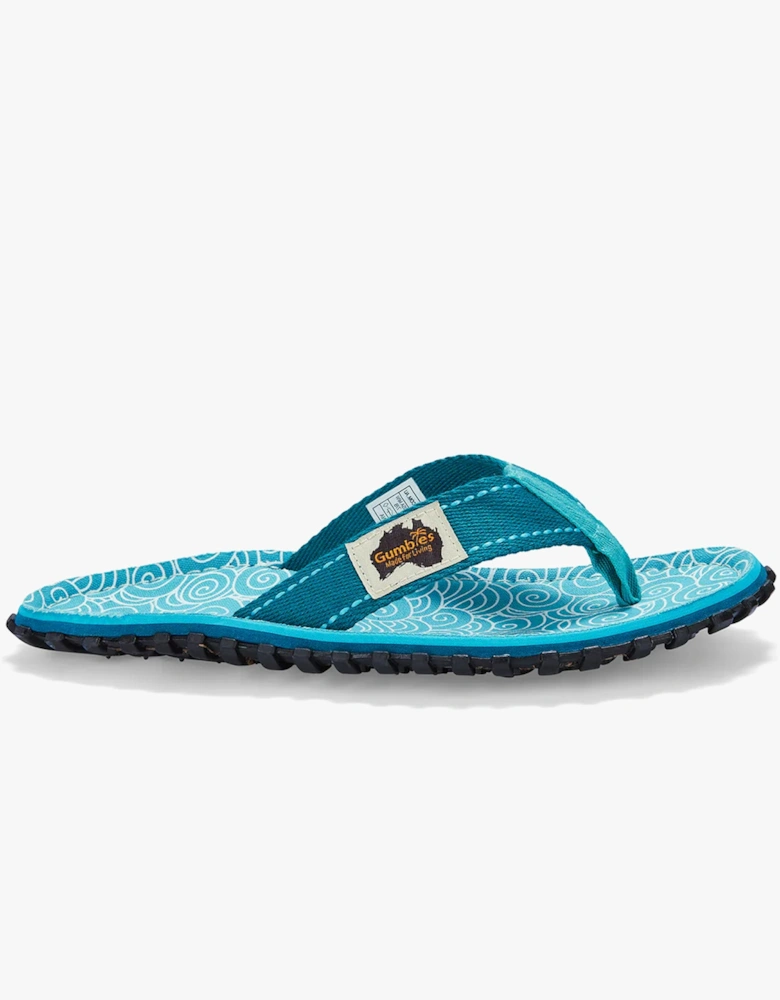 ISLANDER Womens Recycled Flip-Flops Turquoise Swirls