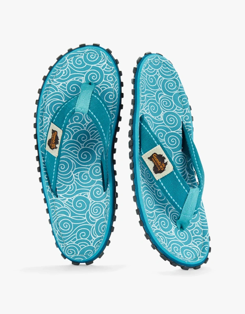 ISLANDER Womens Recycled Flip-Flops Turquoise Swirls