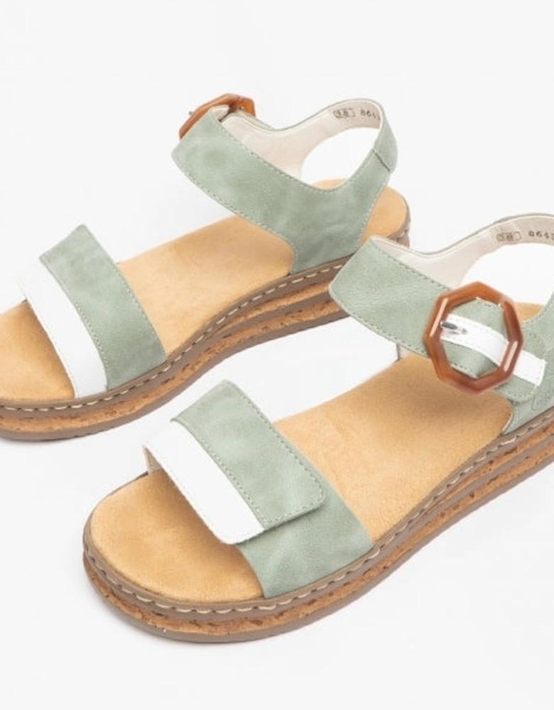 62963-52 Womens Sandals Green/White