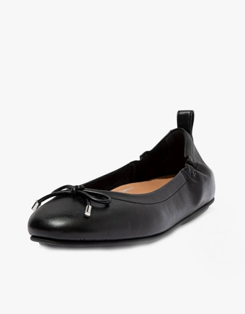 ALLEGRO Womens Leather Ballerina Shoes All Black