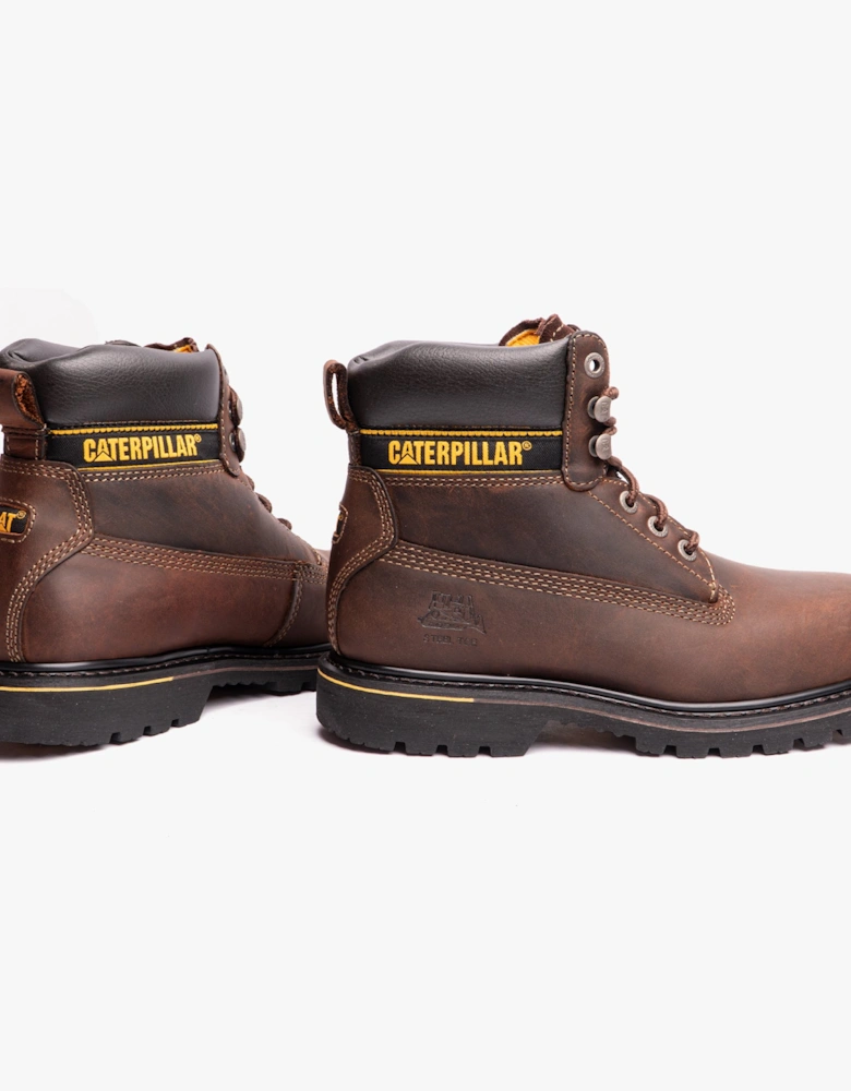 CAT HOLTON SB Mens Leather Safety Boots Brown