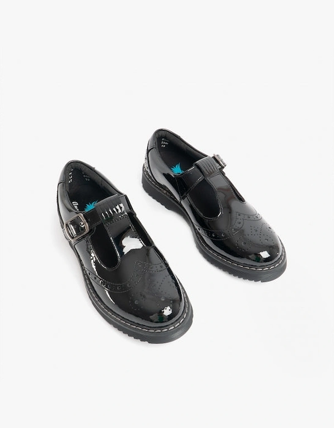 IMAGINE Girls Leather T-Bar School Shoes Patent Black