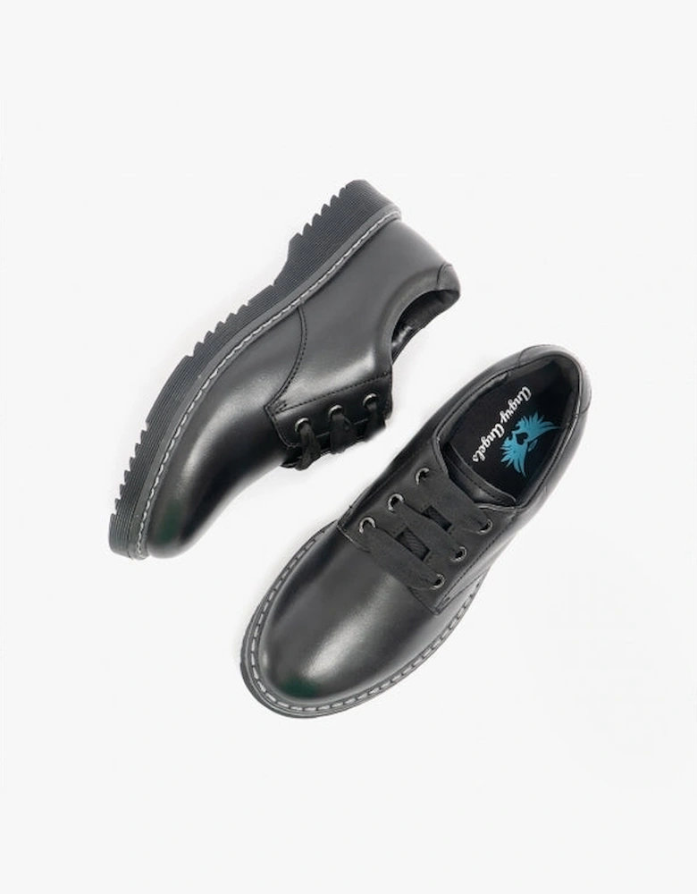 IMPACT Girls Leather Lace Up School Shoes Black