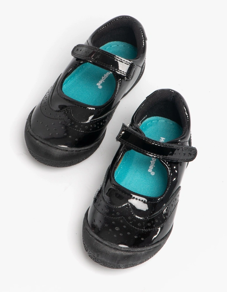 RINA Girls Leather School Shoes Black Patent