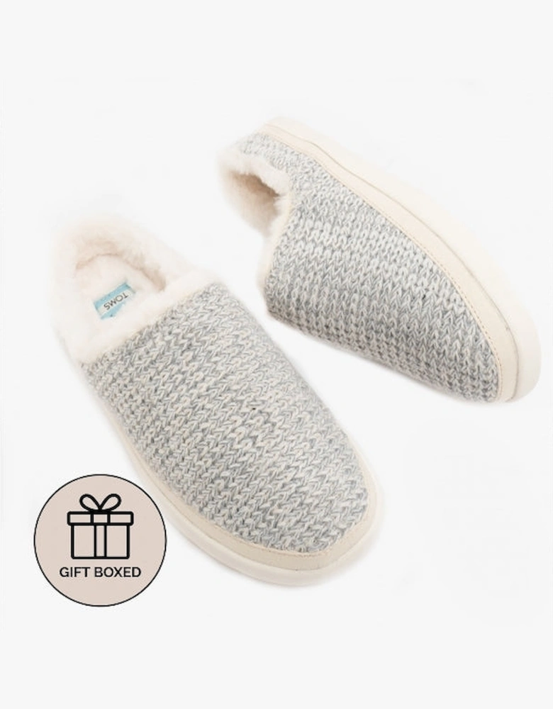 SAGE Womens Knitted Mule Slippers White