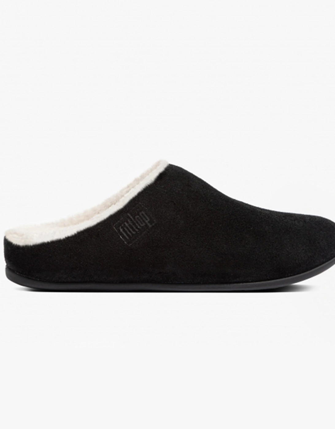 CHRISSIE SHEARLING Womens Suede Mule Slippers Black, 8 of 7