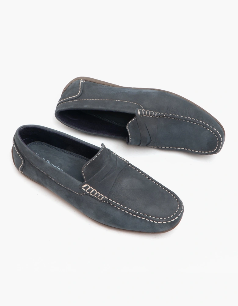 ROSCOE Mens Nubuck Loafers Navy