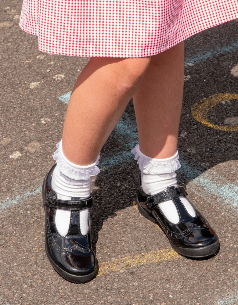 LEAP FROG Girls Leather T-Bar School School Shoes Patent Black