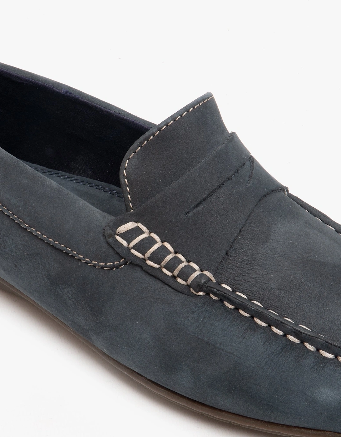 ROSCOE Mens Nubuck Loafers Navy