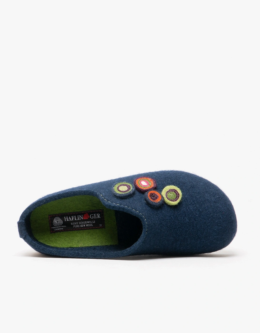 KANON Womens Felt Wide Fit Mule Slippers Denim Blue